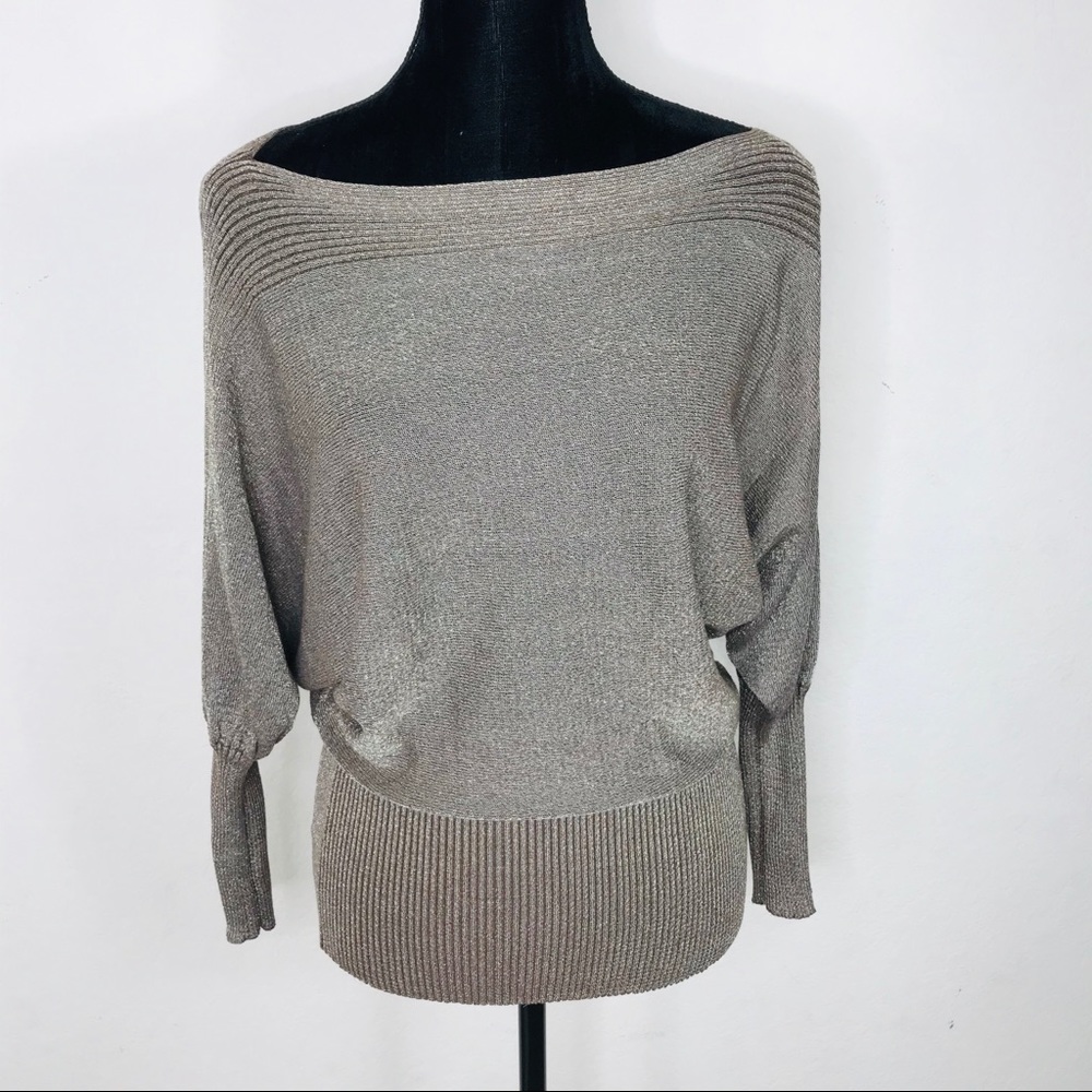 Casting LA Metallic Gold Stretch Sweater Medium